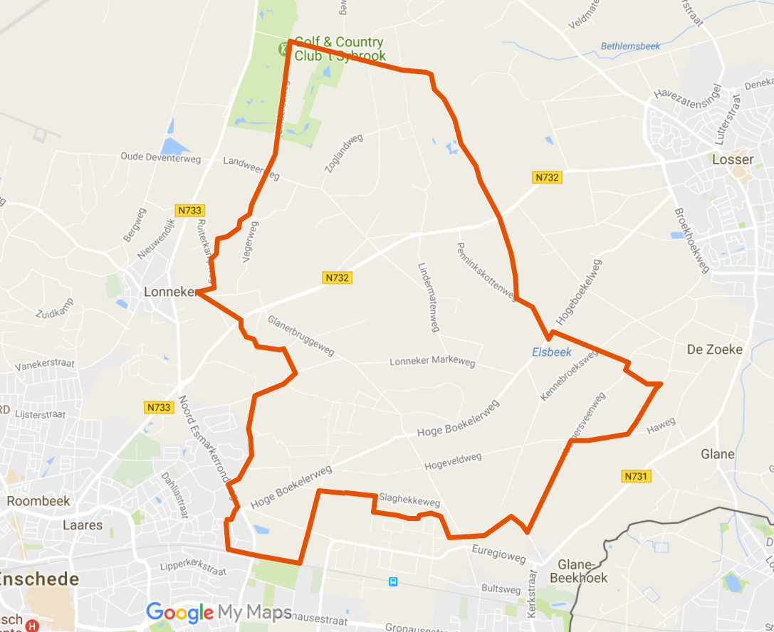 route kaart halve marathon buitengebied enschede