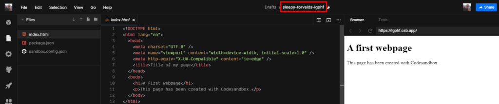 Using Codesandbox As A Basic Html Css Editor Vanslooten Com